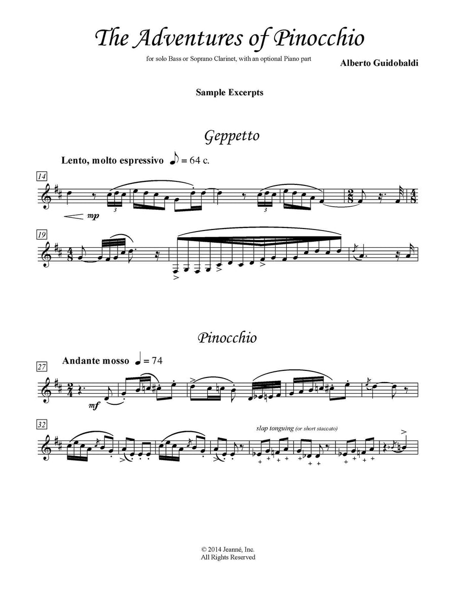 Guidobaldi: The Adventures of Pinocchio for bass or soprano