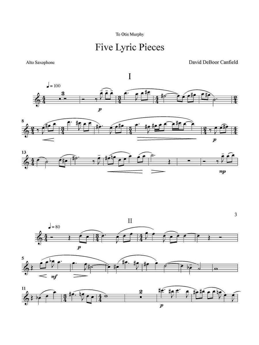monsters inc alto sax Canfield: Five Lyric Pieces for Alto Saxophone and Piano – Jeanne-Inc