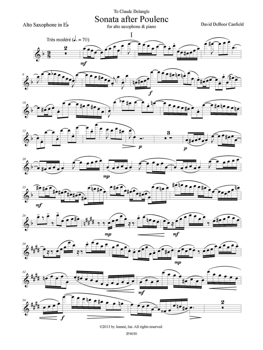 Canfield: Sonata after Poulenc for Alto Saxophone and Piano