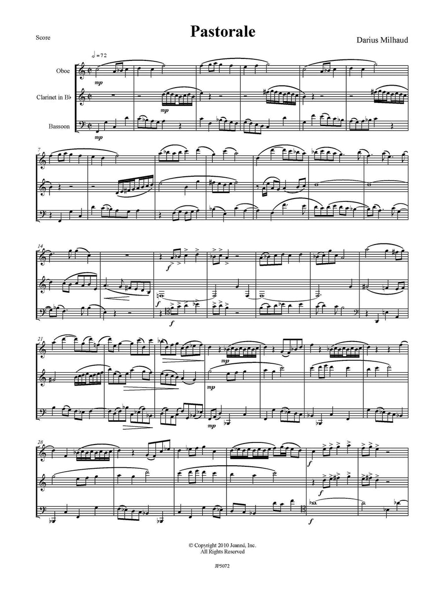 Milhaud Pastorale for Oboe, and Bassoon JeanneInc