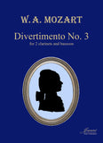 Mozart (Anderson): Divertimento No. 3 [2 clarinets, bassoon] (score and parts)