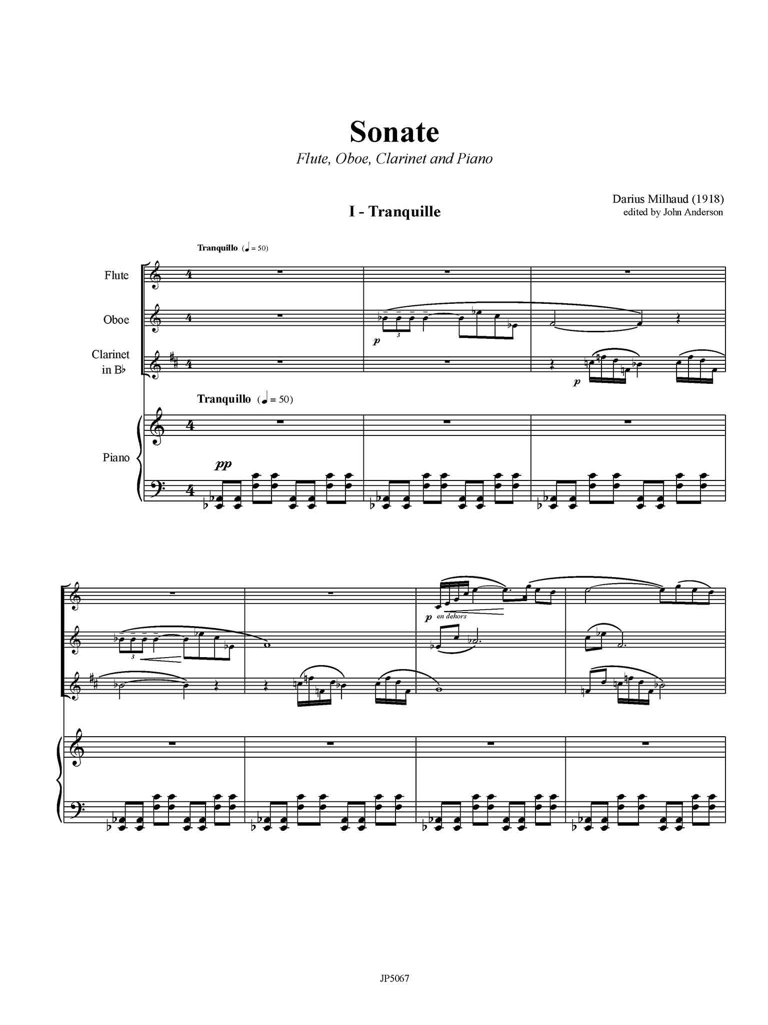 Milhaud Sonate for Flute, Oboe, and Piano JeanneInc