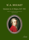 Mozart (Rousseau): Quintet in A Major, KV 581 for saxophone and string quartet (score)